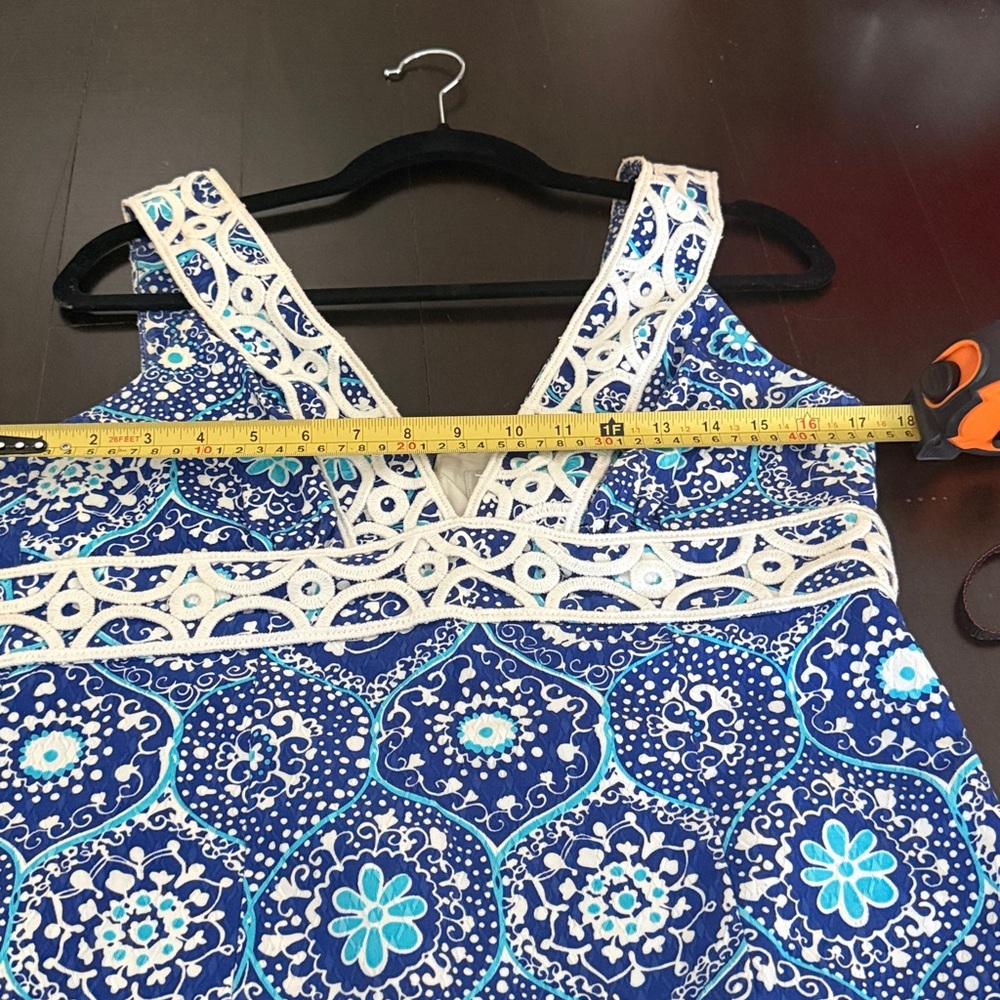 Trina Turk Blue and White Floral Mini Dress - Picture 5 of 11